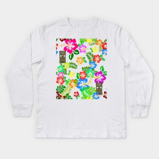 Hibiscus Tiki Kids Long Sleeve T-Shirt